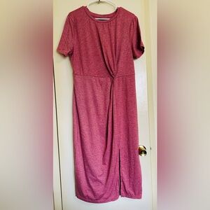 SHEIN Reddish Pink T-Shirt Dress with Knot Detail